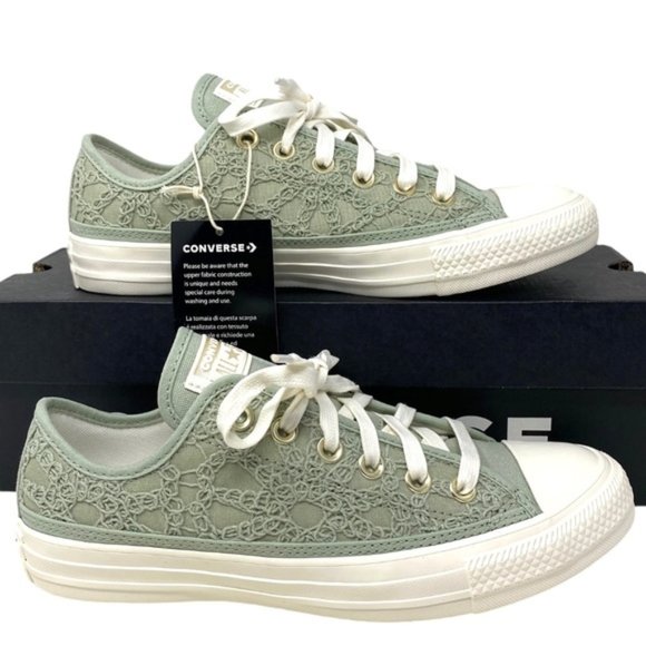 Converse Shoes - Converse Ctas OX Low Top Sneakers Women's Size Green Canvas Knit Skate A06226C
